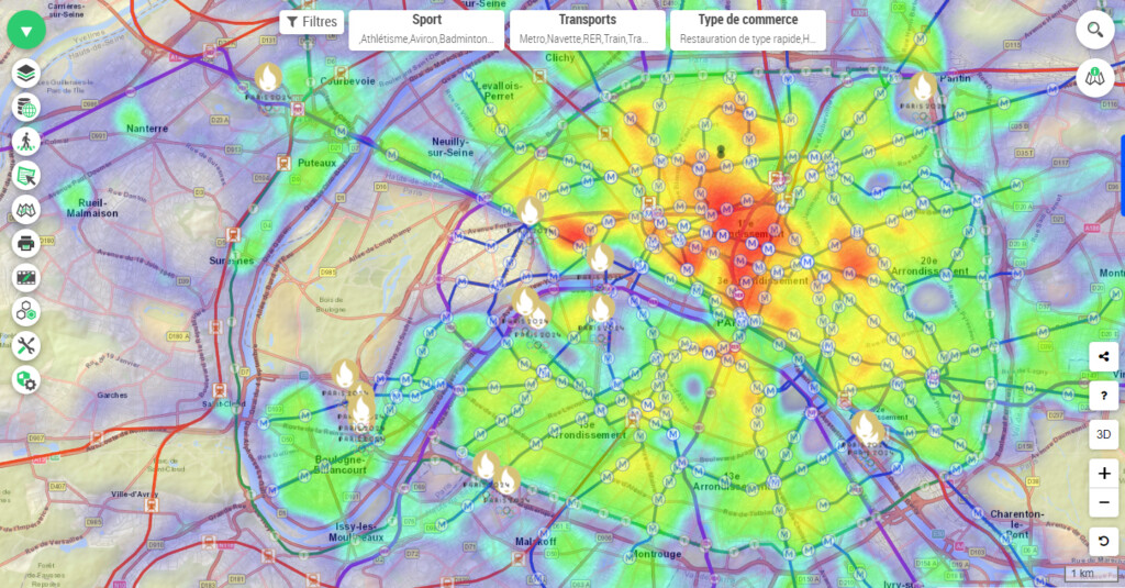 Intensité des commerces à Paris by Galigeo