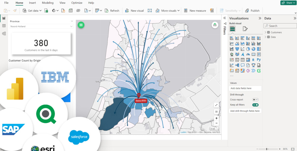 intégration de galigeo dans power bi, qlik, sap, ibm, salesforce